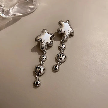 DAIIIBABYYY  -  Metal Mosaic Crystal Long Pentagram Earrings For Women Personality Geometric Stud Earrings Party Jewelry